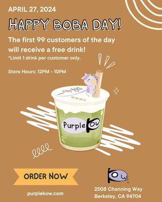 Boba Day 24 at Purple Kow